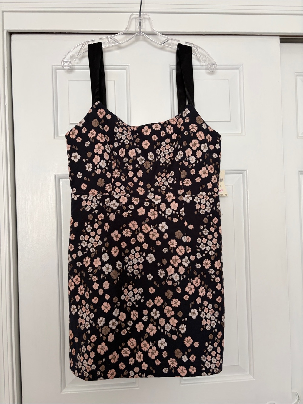 NWT Anthropologie (Maeve) Black Floral Jacquard Mini Dress with Satin straps